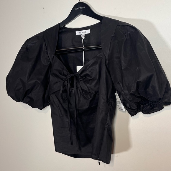 Frame Tie Neck Top Black size small - Picture 8 of 12